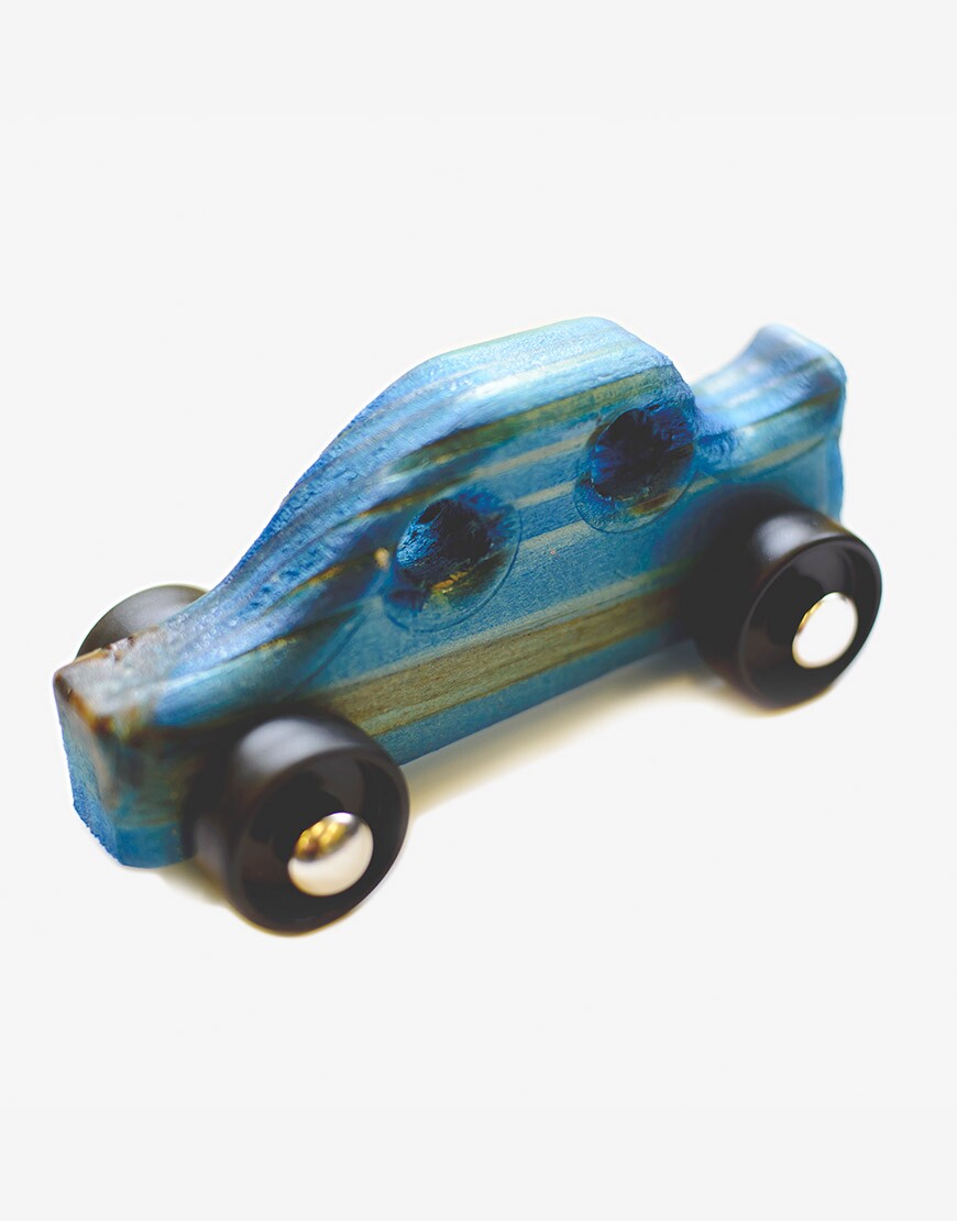 Blue Wood Car - Image 1